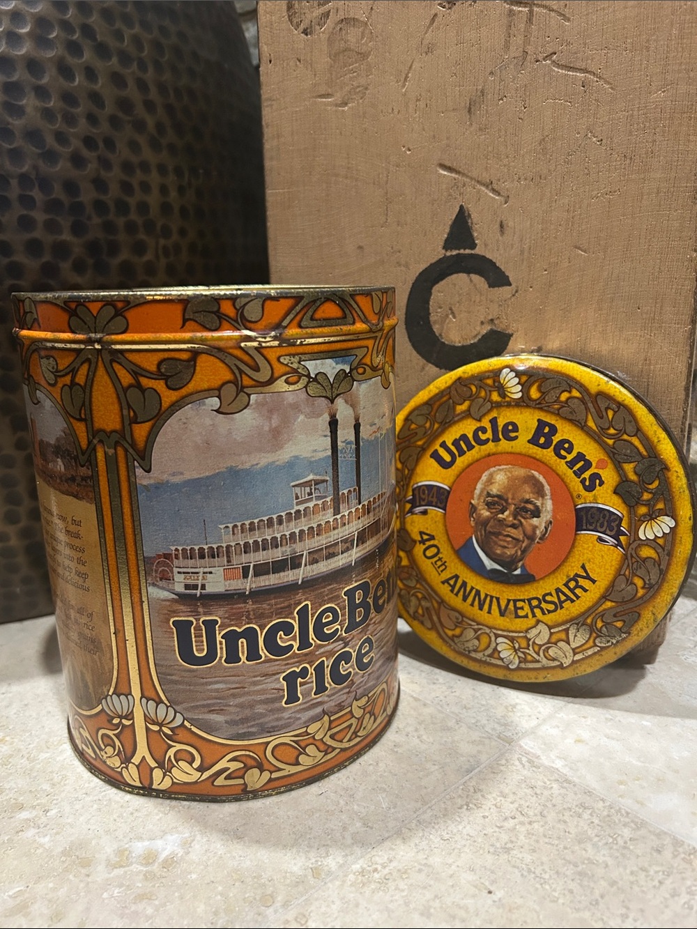 vintage 1983 Uncle Ben's Rice 40th anniversary tin canister
